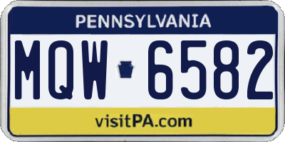 PA license plate MQW6582