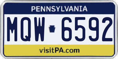 PA license plate MQW6592