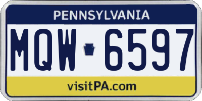 PA license plate MQW6597