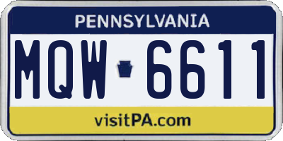 PA license plate MQW6611