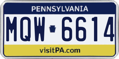 PA license plate MQW6614