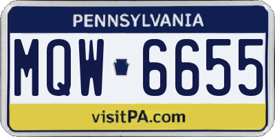 PA license plate MQW6655