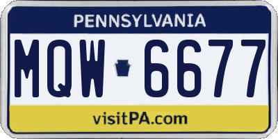 PA license plate MQW6677