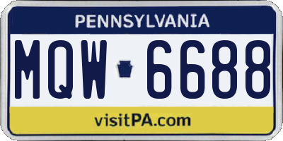 PA license plate MQW6688