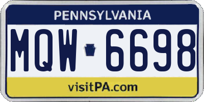PA license plate MQW6698