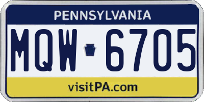 PA license plate MQW6705