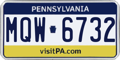 PA license plate MQW6732