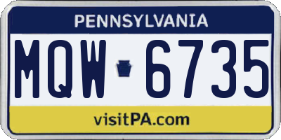 PA license plate MQW6735