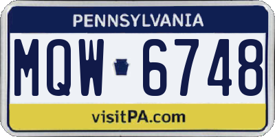 PA license plate MQW6748