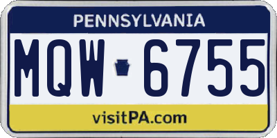 PA license plate MQW6755