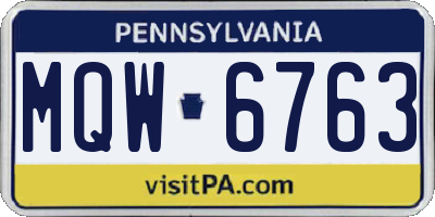 PA license plate MQW6763