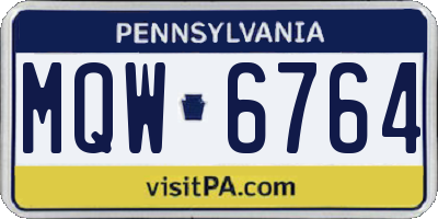 PA license plate MQW6764