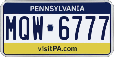 PA license plate MQW6777