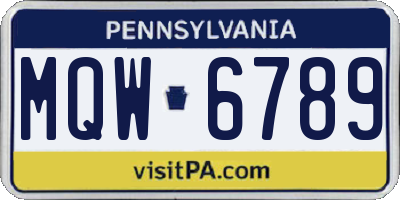 PA license plate MQW6789
