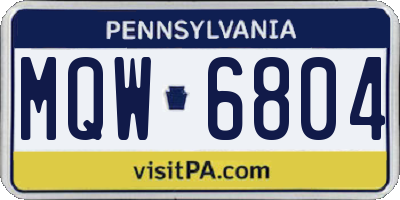 PA license plate MQW6804