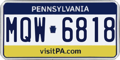 PA license plate MQW6818