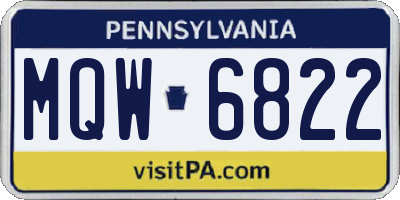 PA license plate MQW6822