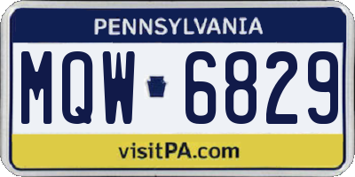 PA license plate MQW6829