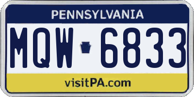PA license plate MQW6833