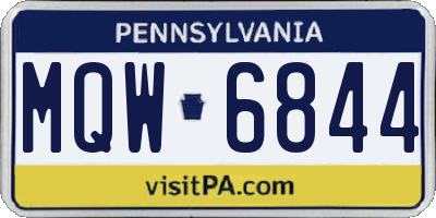 PA license plate MQW6844