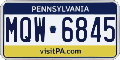 PA license plate MQW6845