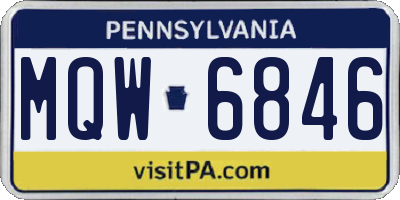 PA license plate MQW6846