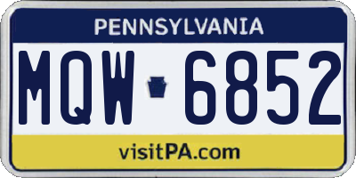 PA license plate MQW6852