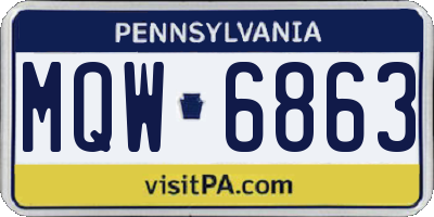 PA license plate MQW6863