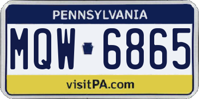 PA license plate MQW6865