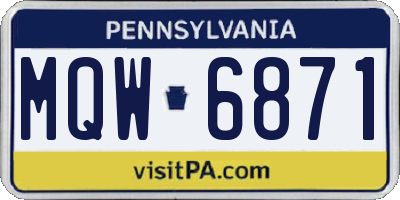 PA license plate MQW6871