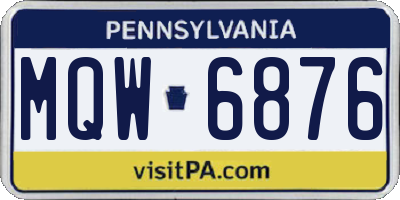 PA license plate MQW6876