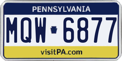 PA license plate MQW6877