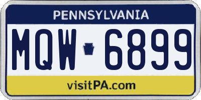 PA license plate MQW6899