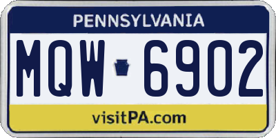 PA license plate MQW6902