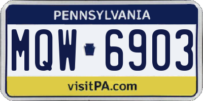 PA license plate MQW6903