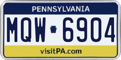 PA license plate MQW6904