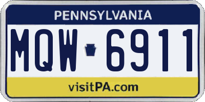 PA license plate MQW6911