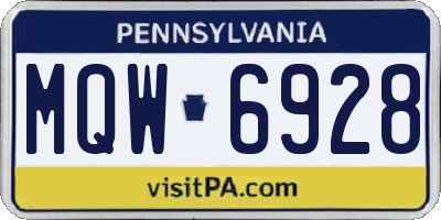 PA license plate MQW6928