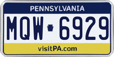 PA license plate MQW6929