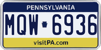 PA license plate MQW6936