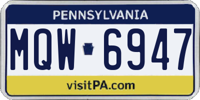 PA license plate MQW6947