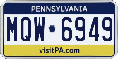 PA license plate MQW6949