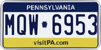 PA license plate MQW6953