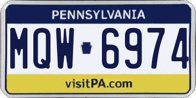 PA license plate MQW6974