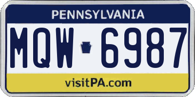 PA license plate MQW6987
