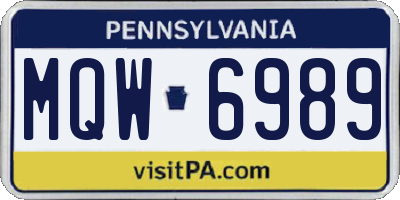 PA license plate MQW6989