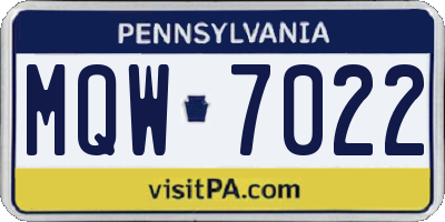 PA license plate MQW7022
