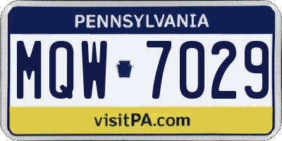 PA license plate MQW7029