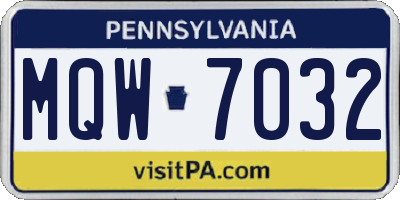 PA license plate MQW7032