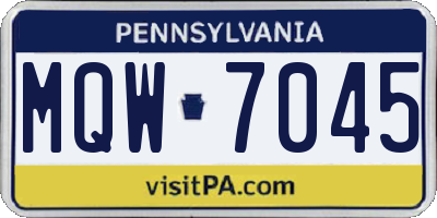 PA license plate MQW7045
